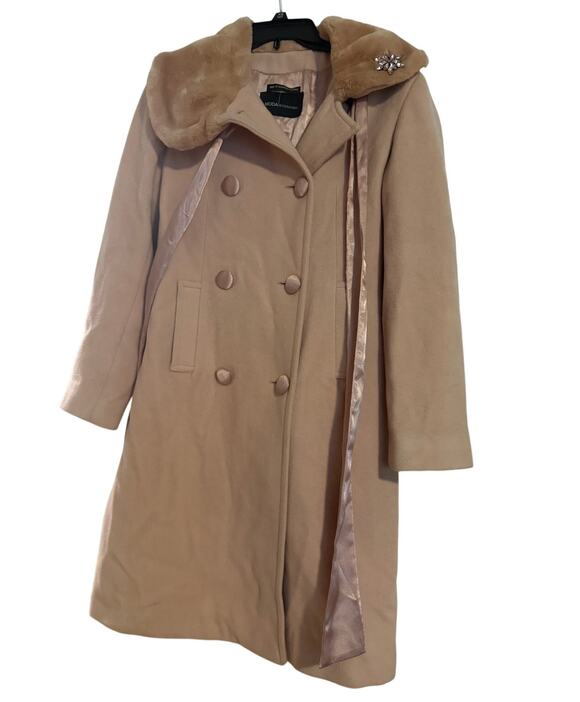 Moda International Jackets & Blazers - Vintage Y2K Moda International Pink Wool Fur Trim Overcoat Coat 6